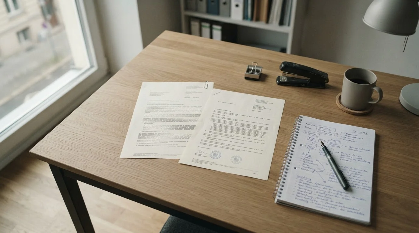Offizielle Dokumente und Paragrafentext zum deutschen Glücksspielrecht auf einem Schreibtisch