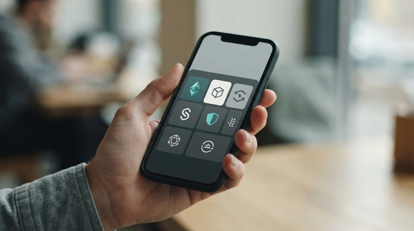Digitale Zahlungsmethoden wie Kryptowährung und E-Wallets auf einem Smartphone