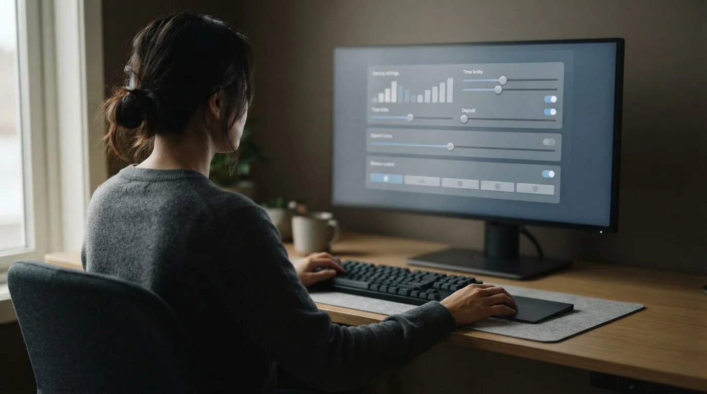 Interface zur Einstellung von Einzahlungslimits und Selbstsperr-Optionen