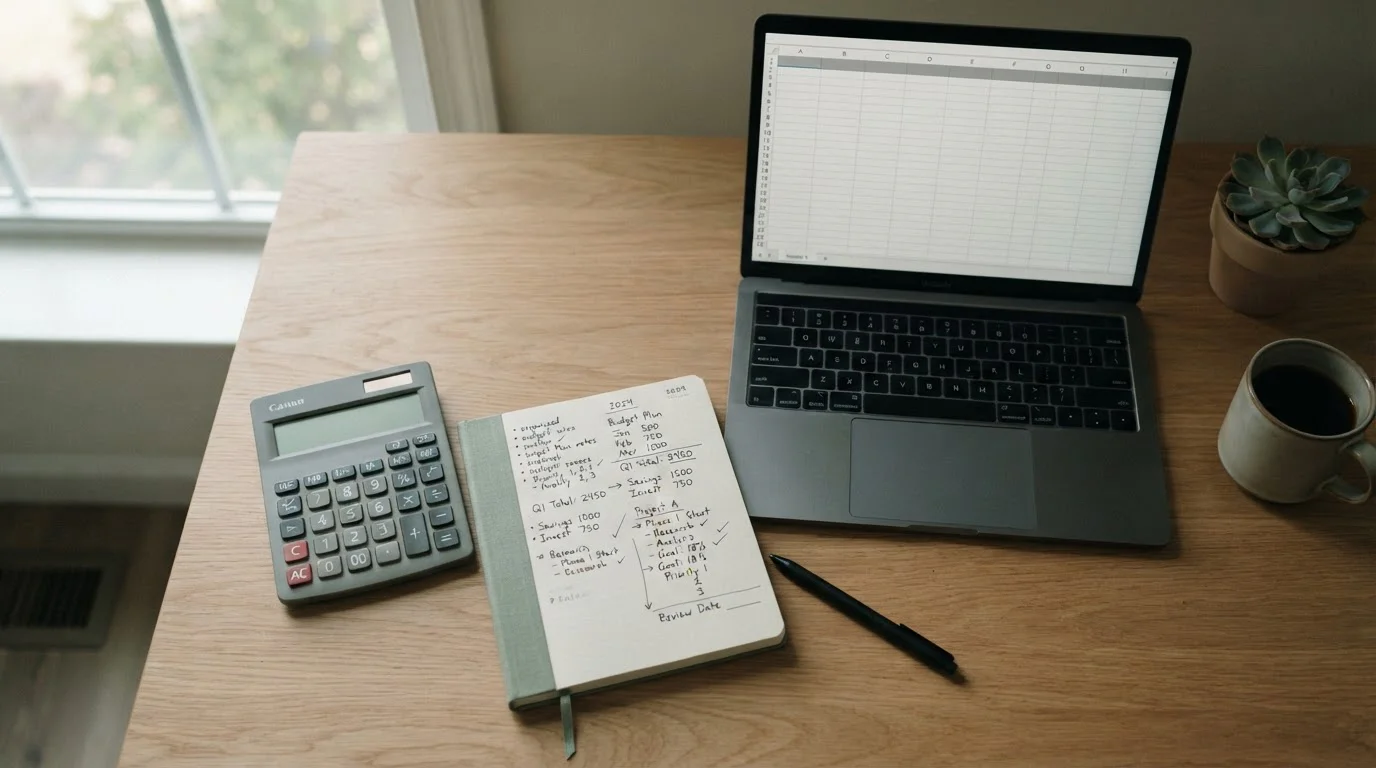Rechner und Notizen zur Analyse von Wettstrategien und Budgetplanung